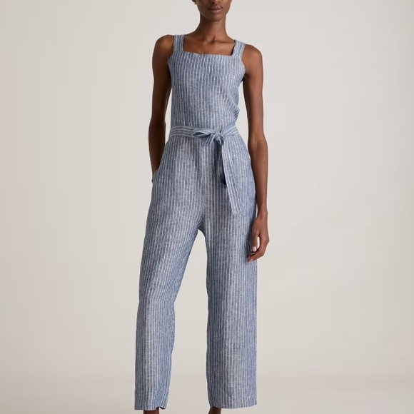 Quince Pants - Striped Blue Jumpsuit